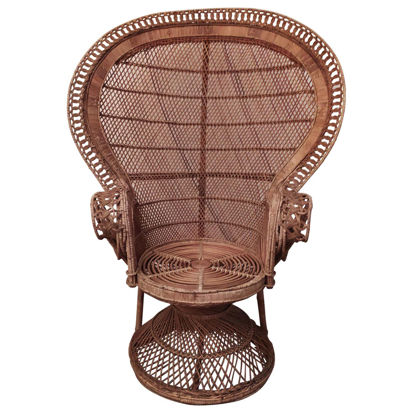 Mid Century Italian Peacock Armchair in Wicker