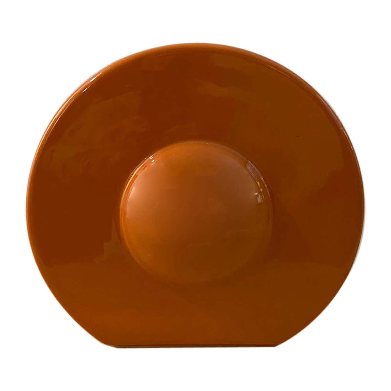 1970s Astonishing Space Age Beige Vase in Ceramic by Gabbianelli, Made in Italy