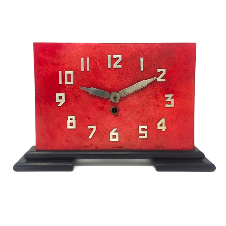 Orologio da tavolo in pergamena Table clock in red parchment